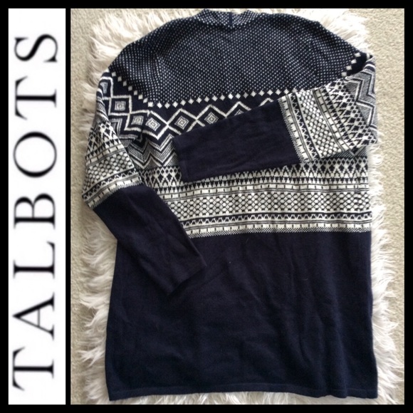 Talbots Fair Isle Open Front Cardigan - Picture 4 of 6